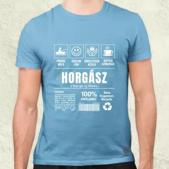 Horgász összetevői fehér férfi póló