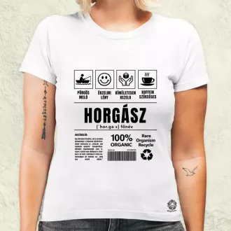 Horgász összetevői fekete női póló
