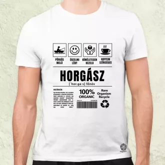 Horgász összetevői fekete férfi póló