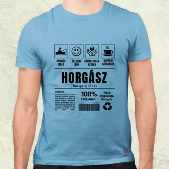 Horgász összetevői fekete férfi póló