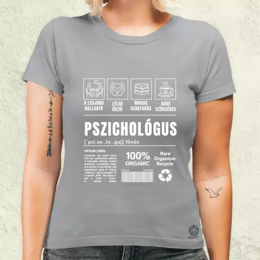 Pszichológus összetevői fehér női póló