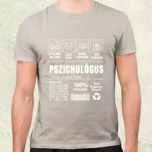 Pszichológus összetevői fehér férfi póló