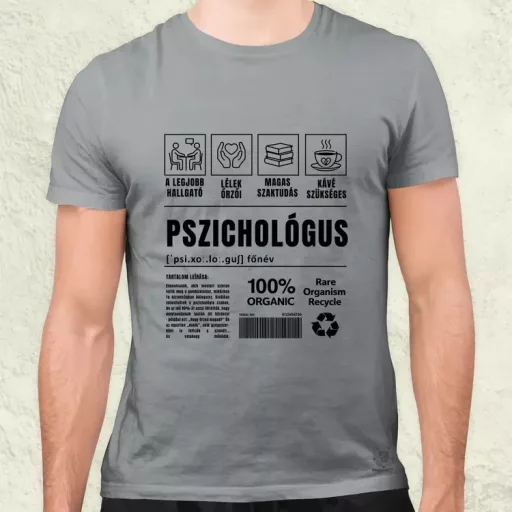 Pszichológus összetevői fekete férfi póló