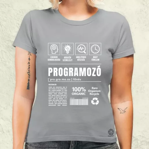 Programozó összetevői fehér női póló