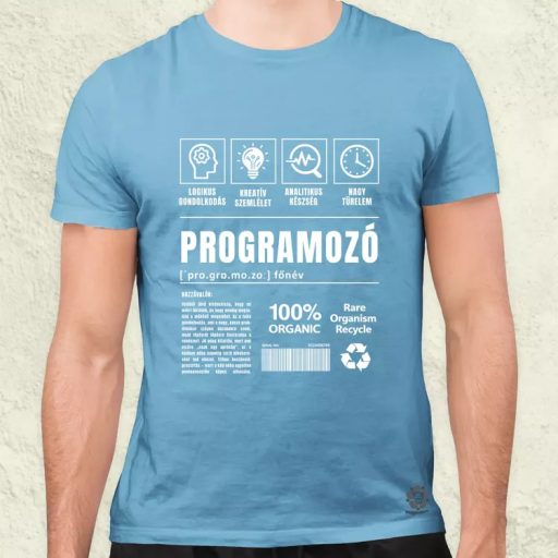 Programozó összetevői fehér férfi póló