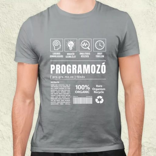 Programozó összetevői fehér férfi póló