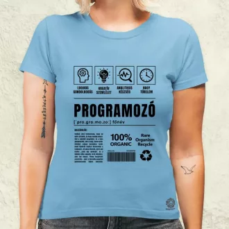 Programozó összetevői fekete női póló