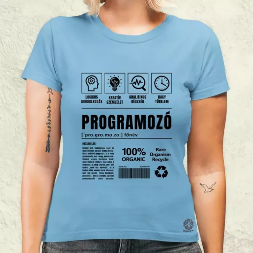 Programozó összetevői fekete női póló