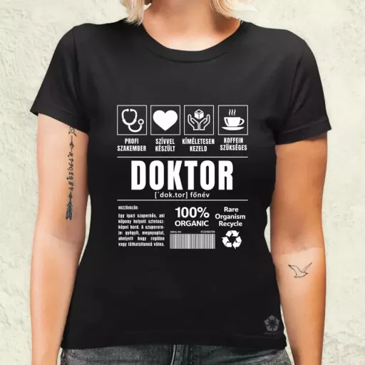 Doktor összetevői fehér női póló