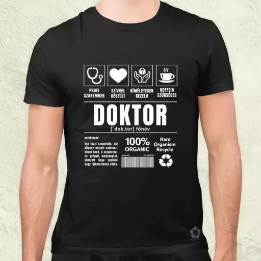 Doktor összetevői fehér férfi póló