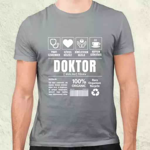 Doktor összetevői fehér férfi póló