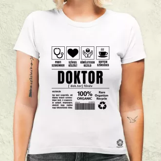 Doktor összetevői fekete női póló