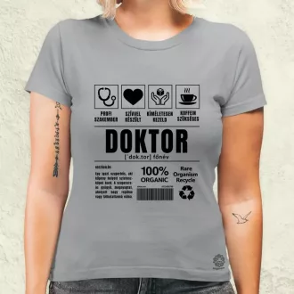 Doktor összetevői fekete női póló