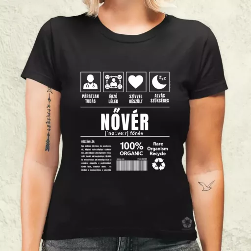 Nővér összetevői fehér női póló
