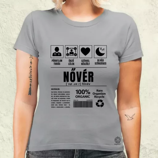 Nővér összetevői fekete női póló