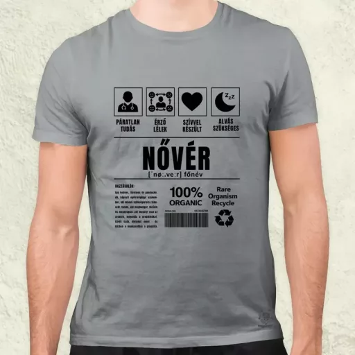 Nővér összetevői fekete férfi póló