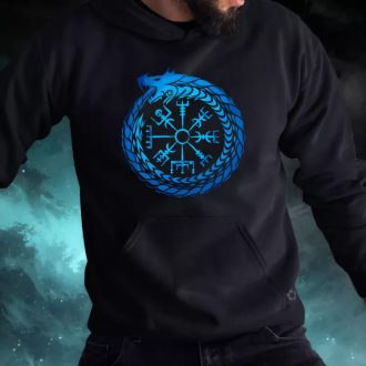 Jormungandr Vegvisir rúna férfi pulóver