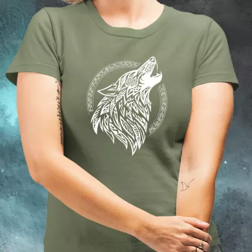 Rúna Fenrir fehér női póló