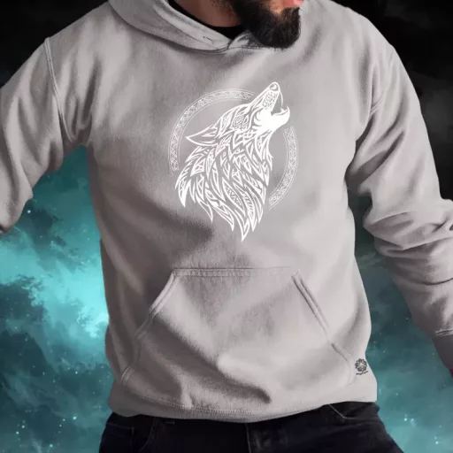 Rúna Fenrir fehér férfi pulóver