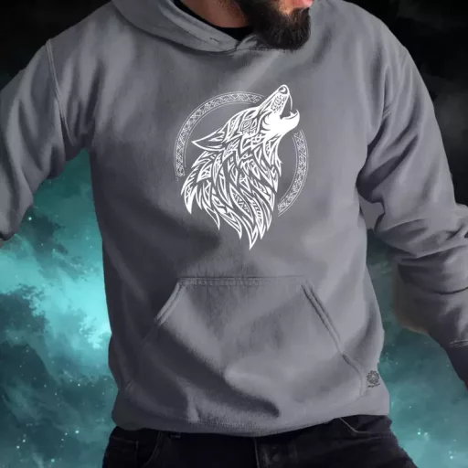 Rúna Fenrir fehér férfi pulóver