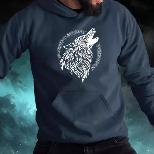 Rúna Fenrir fehér férfi pulóver