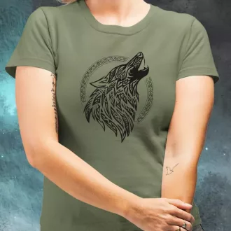 Rúna Fenrir fekete női póló