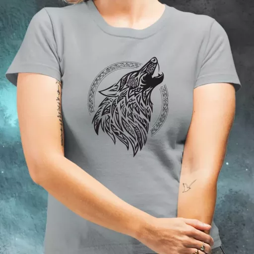 Rúna Fenrir fekete női póló