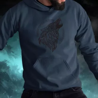 Rúna Fenrir fekete férfi pulóver