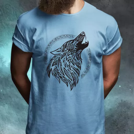 Rúna Fenrir fekete férfi póló