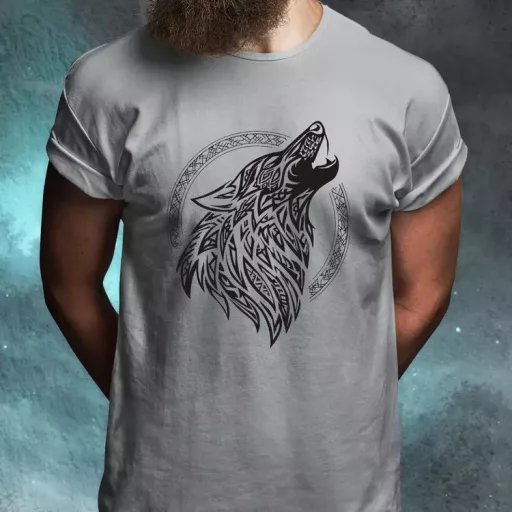Rúna Fenrir fekete férfi póló
