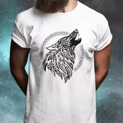Rúna Fenrir fekete férfi póló