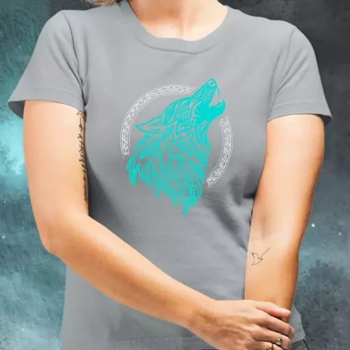 Rúna Fenrir türkiz női póló