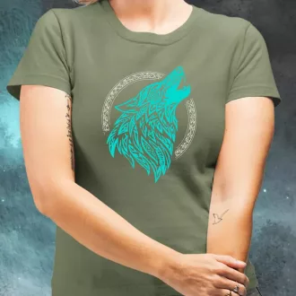 Rúna Fenrir türkiz női póló