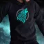 Rúna Fenrir türkiz férfi pulóver