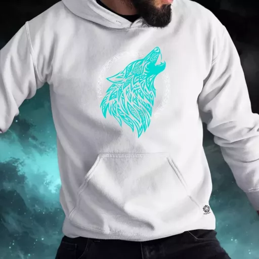 Rúna Fenrir türkiz férfi pulóver