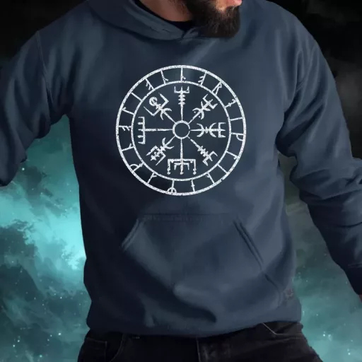 Vegvísir fehér férfi pulóver