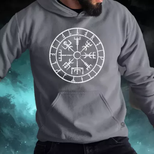 Vegvísir fehér férfi pulóver