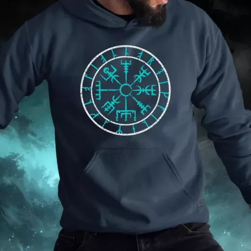 Vegvísir türkiz férfi pulóver