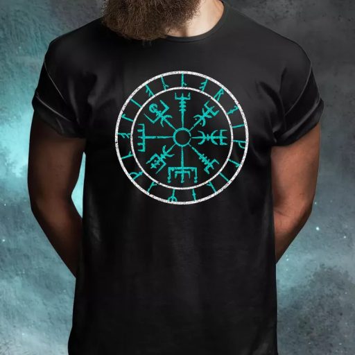 Vegvísir türkiz férfi póló