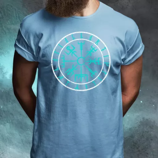 Vegvísir türkiz férfi póló