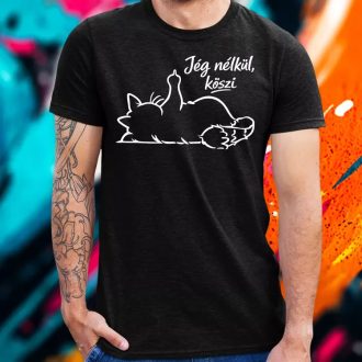 Jég nélkül, köszi fehér férfi póló