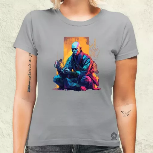Cyberpunk retrofuturista szerzetes női póló