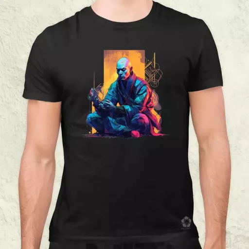 Cyberpunk retrofuturista szerzetes férfi póló