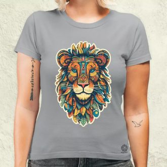 Színes oroszlán matrica v2 női póló