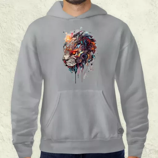 Oroszlán mecha fej v1 férfi pulóver