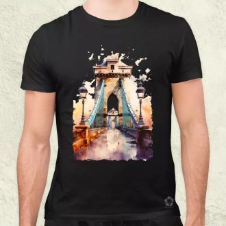 Budapest Lánchíd vízfesték v1 férfi póló