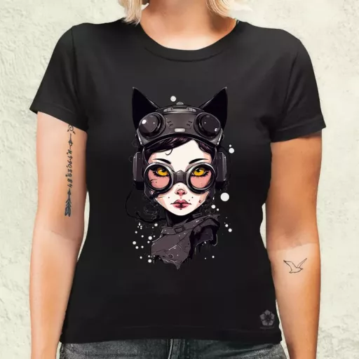 Kawaii macskalány v4 női póló