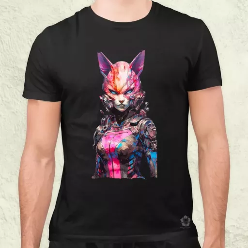 Kiborg macska v7 férfi póló