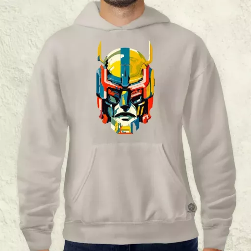 Szimetrikus mecha fej v1 férfi pulóver