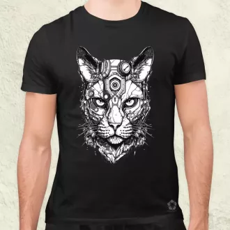 Vonalrajz cyberpunk macska v1 férfi póló